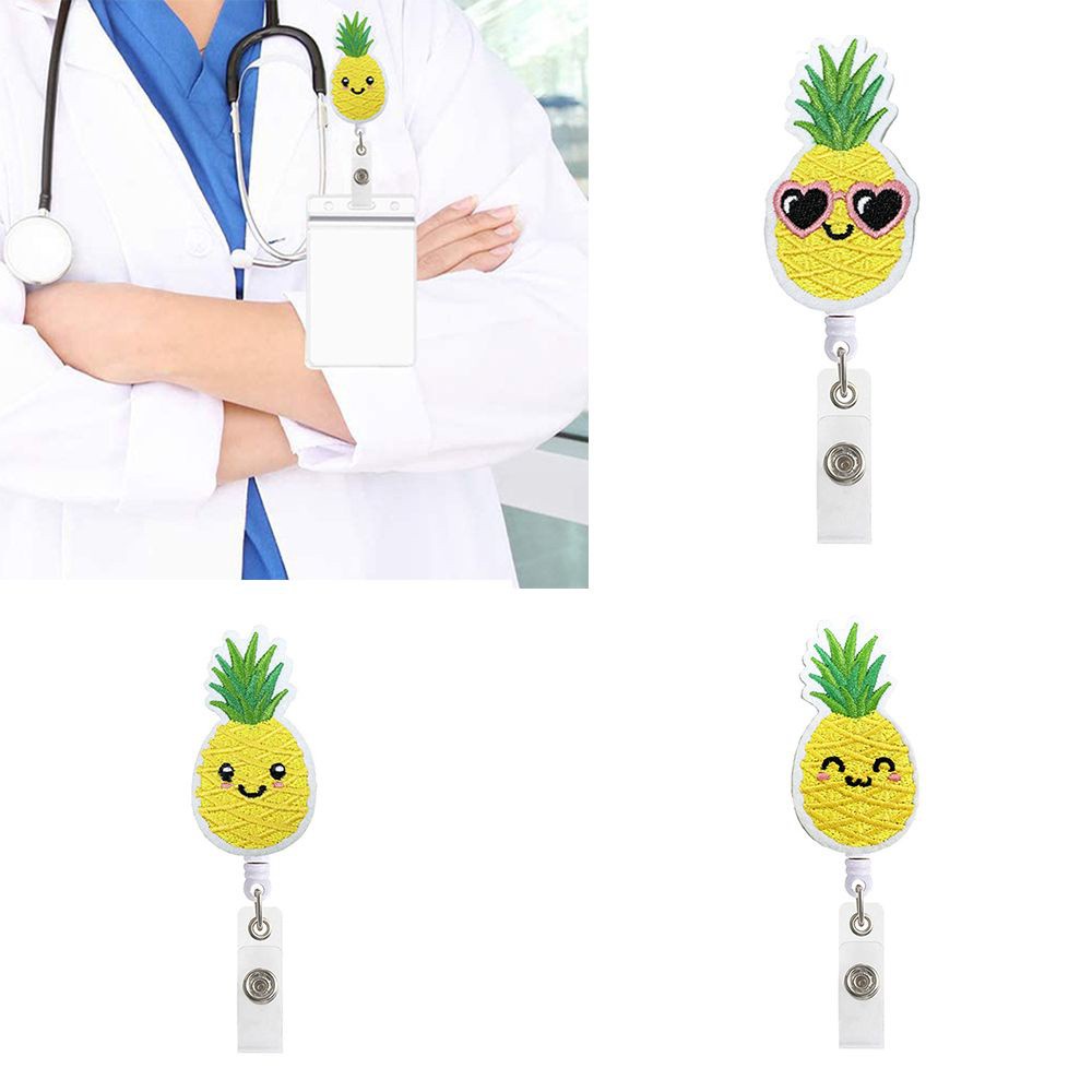 DAPHNE Outdoor Pineapple Badge Clip 360 Degree Rotation Nameplate Rack Adjustable Alligator Clip Office Worker Felt Reel Badge Holder