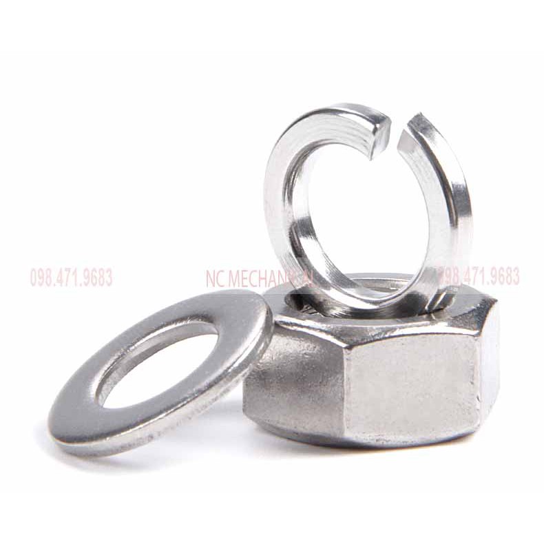 Set đai ốc + Long đền M1.6/M2/M3/M4/M5/M6 Inox 304