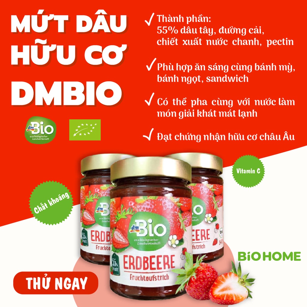 Mứt dâu hữu cơ Dmbio (340g)