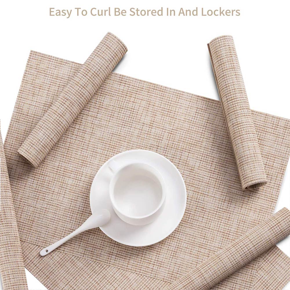 [huite]2/4/6 Pcs Environmental Protection Placemat Pvc Food Insulation Pad Rectangular Simple Table Mat Coaster Bowl Mat