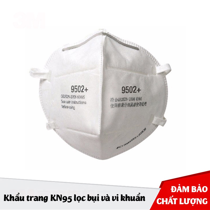 Khẩu trang N95 chính hãng 3M 9502+ 5 lớp Ngăn ngừa vi khuẩn, virus Lọc bụi mịn, bụi siêu vi PM2.5