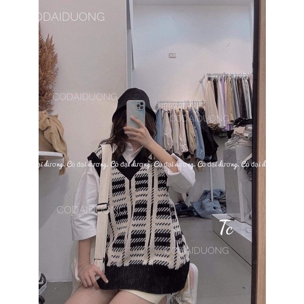 Sét áo gile kẻ + sơ mi tay lỡ TC6