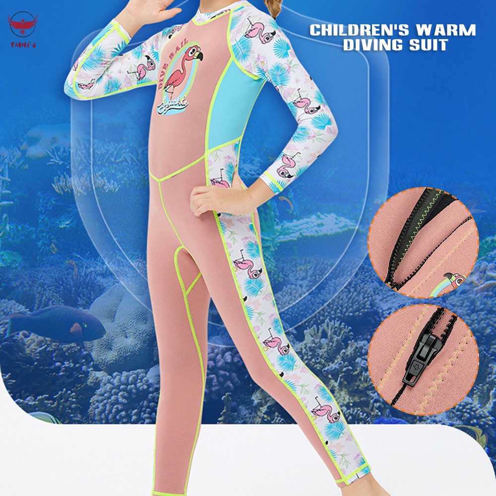 Bộ Đồ Bơi Lặn Tay Dài Có Khóa Kéo Sau Lưng Chất Liệu Cao Su Tổng Hợp Giữ Nhiệt Dành Cho Bé