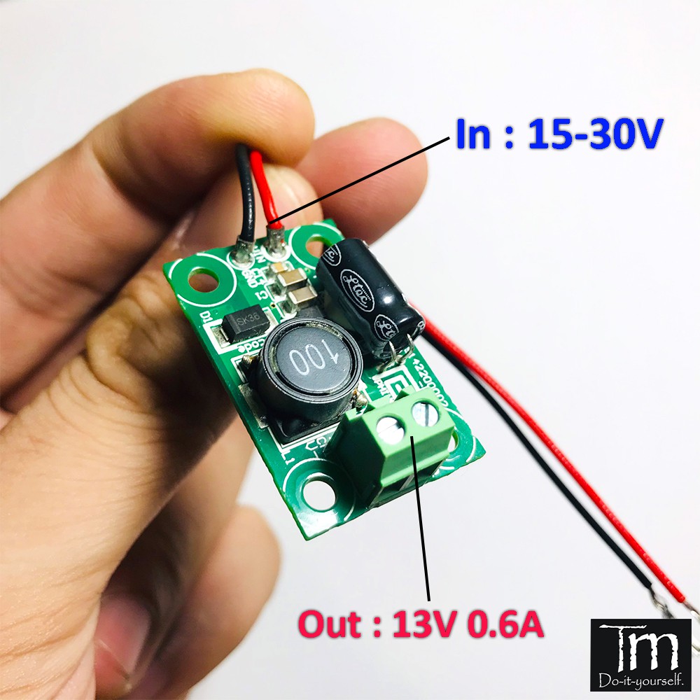 Mạch Hạ Áp 13V 0.6A Vào 15-30V Có Bảo Vệ Quá Dòng