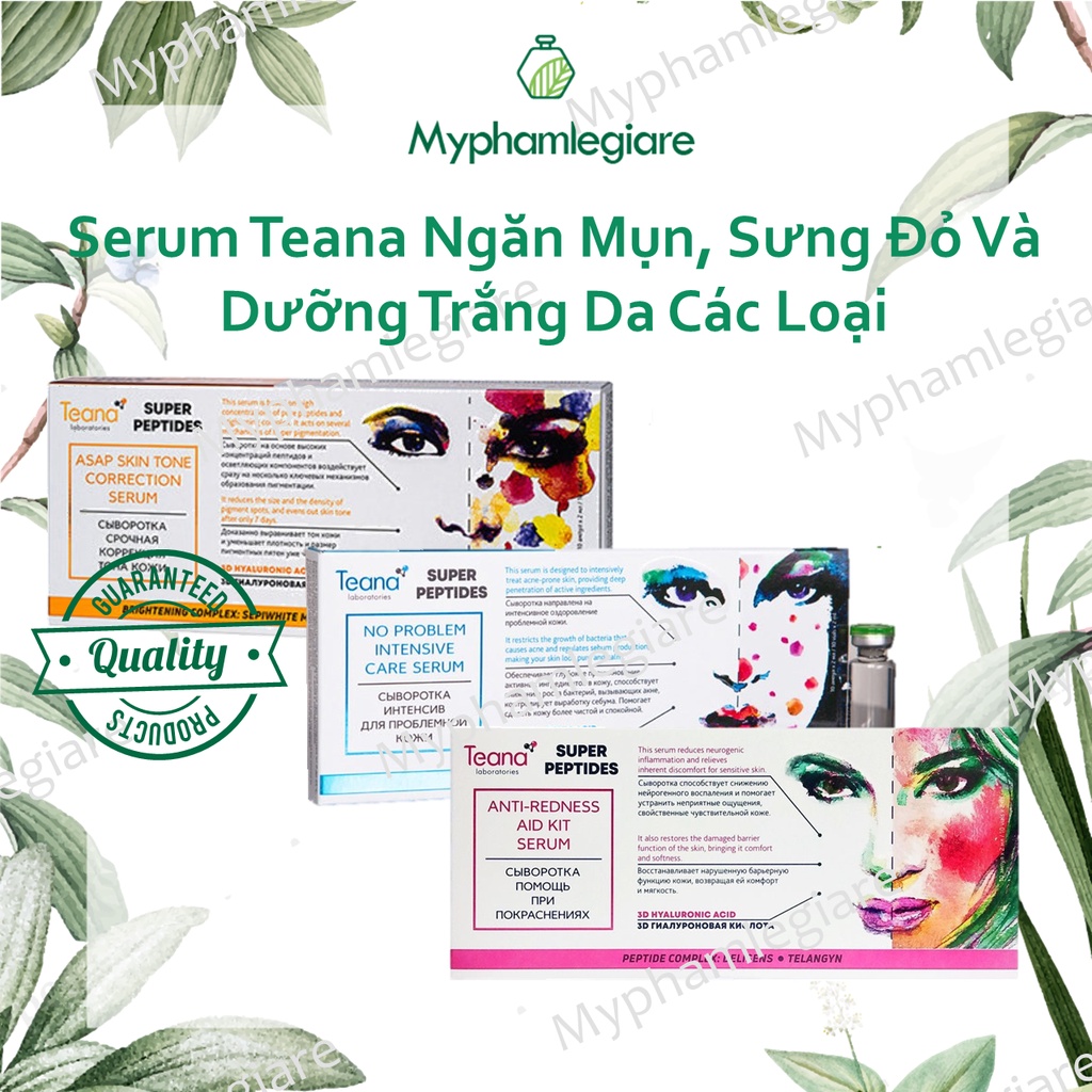 Serum tea đủ loại, dưỡng trắng, mờ thâm nám, loại bỏ mụn săn chắc da