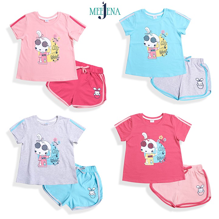 [Mã FABRREST19 giảm 30k đơn bất kỳ] Đồ Bé Gái Ngắn Tay Họa Tiết Dễ Thương 100% COTTON 11-38 kg - MEEJENA - 1243