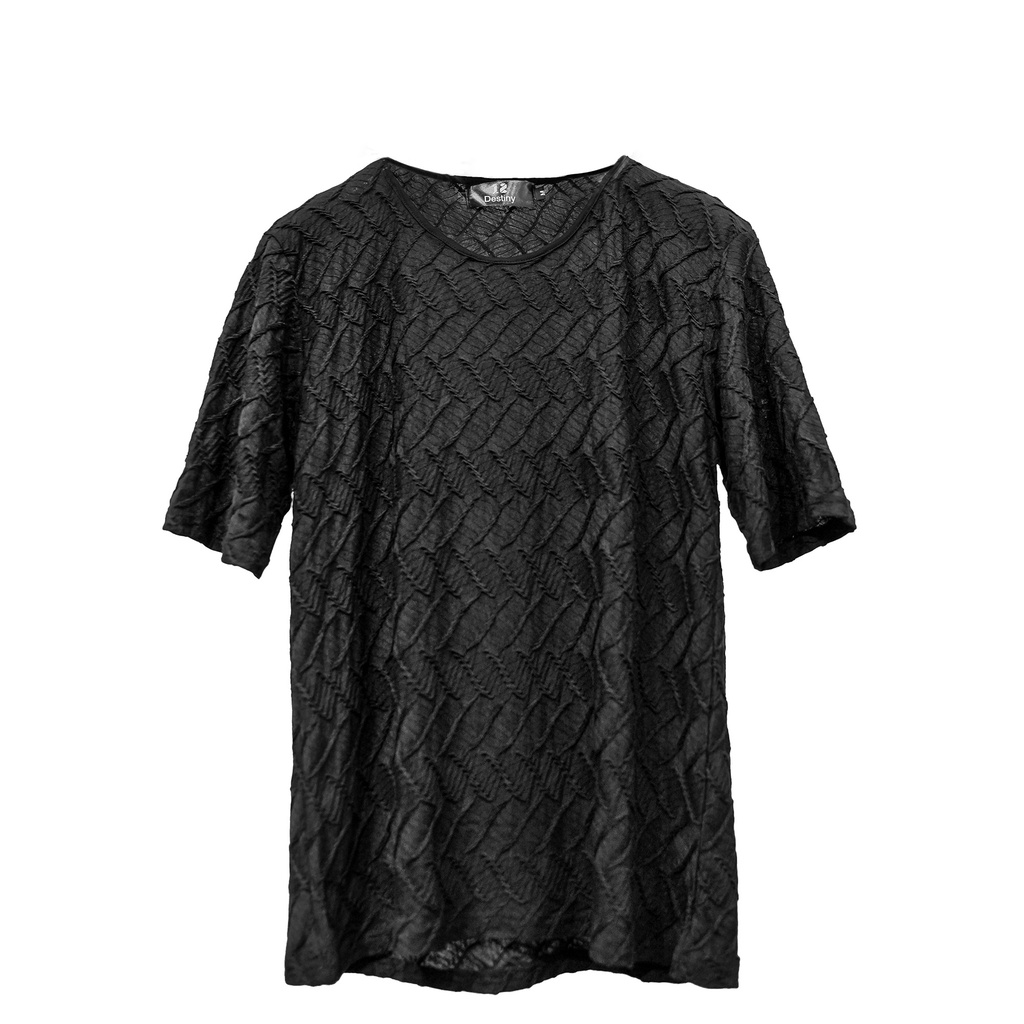 Áo phông nam nữ 12.DESTINY vải hoạ tiết đan chéo ô vuông chất liệu cotton tuyển chọn