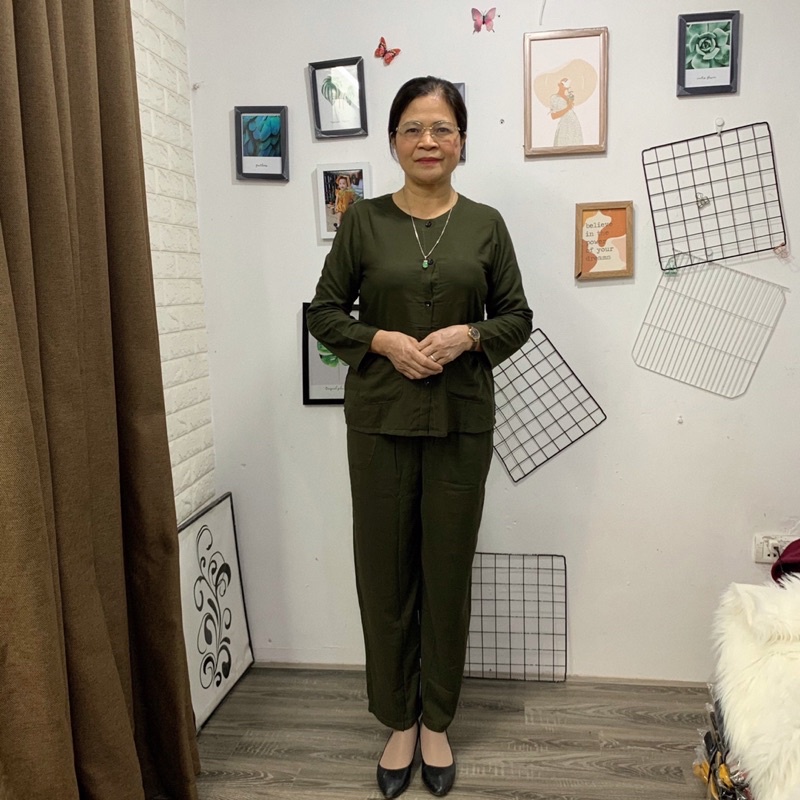 Bộ Lanh Áo Bà Ba Dài Tay Quần Dài Cài Khuy Bộ Tole Tặng Bà Tặng Mẹ