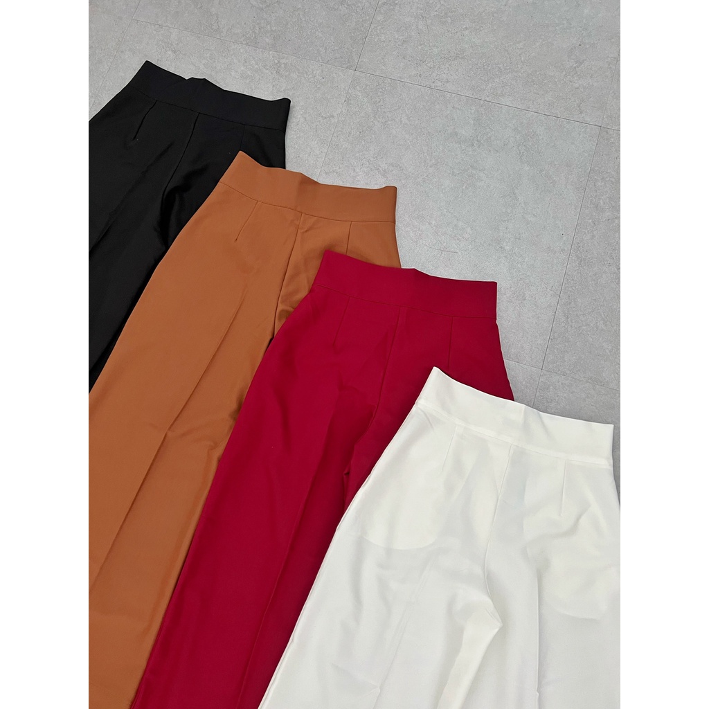Quần Culottes nữ ống rộng HHVINTAGE kiểu 2 nút cotton lạnh co giãn Pant B01