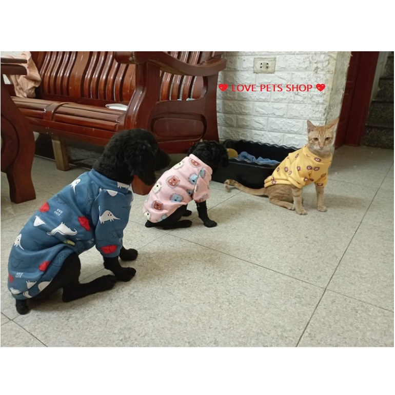 ÁO CHO CHÓ MÈO BẰNG VẢI NỈ HOẠ TIẾT DỄ THƯỚC - LOVE PETS SHOP