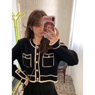 Áo Khoác Cardigan Dệt Kim Dáng Rộng Ngắn Thiết Kế Trẻ Trung