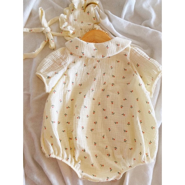 Vải xô muslin 2 lớp cao cấp hoa tuylip nhí