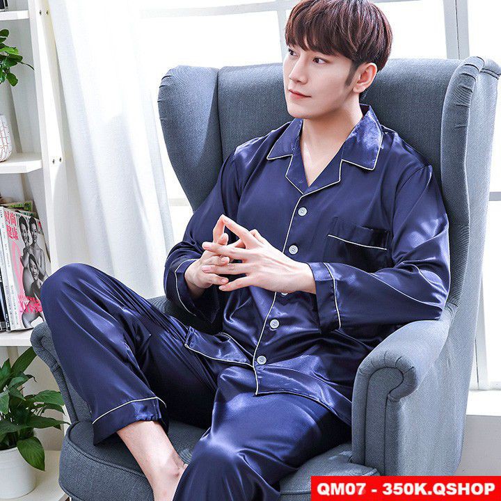 Bộ đồ ngủ pijama nam nữ lụa satin mêm mặc nhà mặc ngủ QSHOP QM07