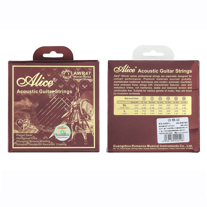 Dây đàn guitar acoustic Alice AWR47 chính hãng cao cấp Winner strings series size 11 SL Enzi