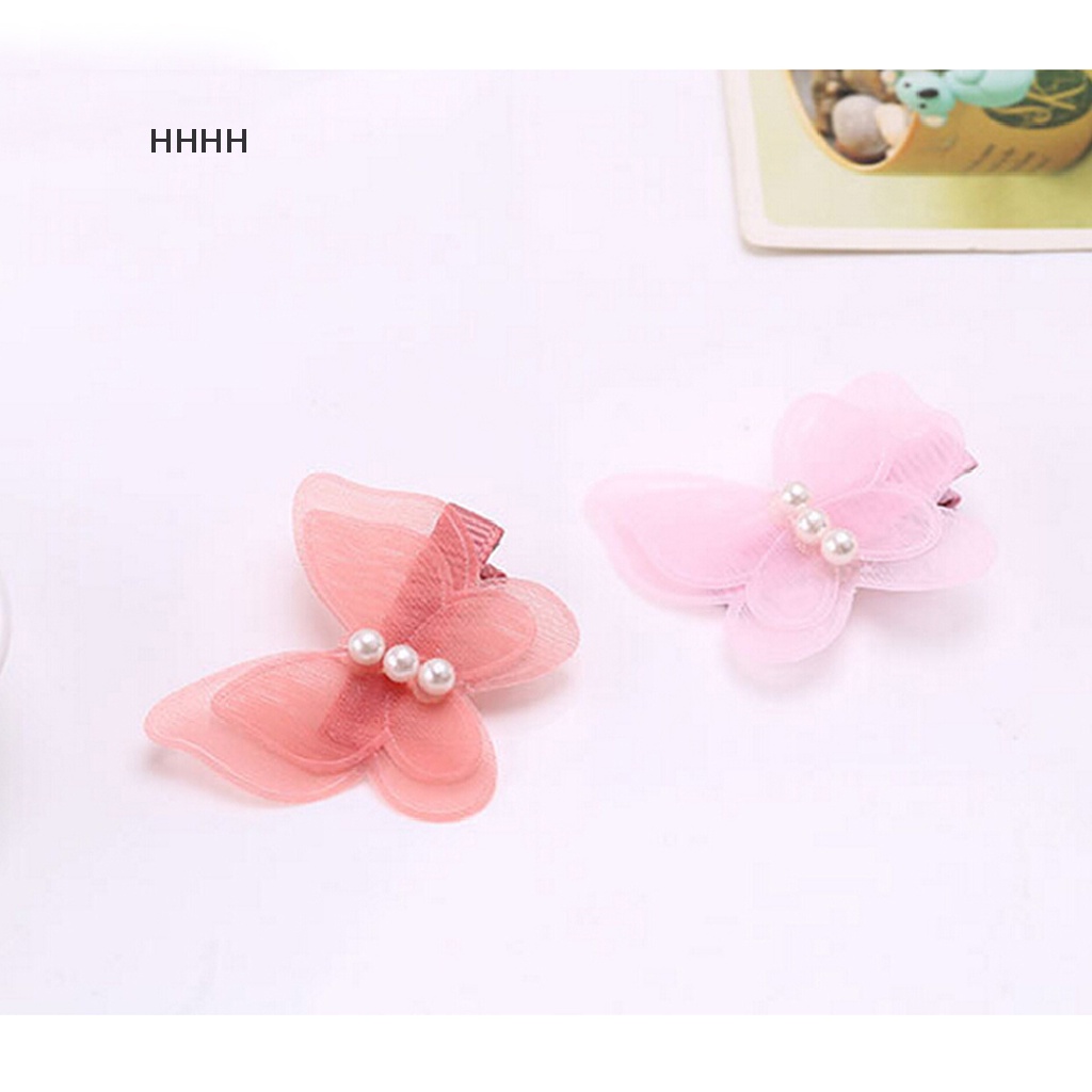 Bộ 2 Kẹp Tóc Hình Bướm Chất Liệu chiffon