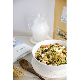 Granola không đường ngũ cốc ăn kiêng vị trà xanh- túi zipper 500gr