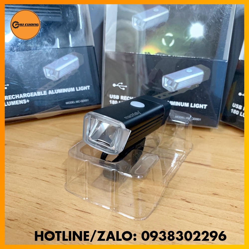 Đèn trước xe đạp Machfally sạc USB màu đen - 4 chế độ sáng 180 LMs [ Có Hộp Chính Hãng ]
