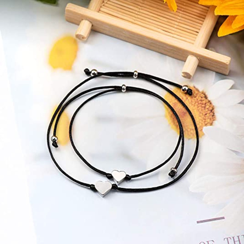 Set 2 / 3 Vòng Tay Bện Dây Mặt Trái Tim Thời Trang