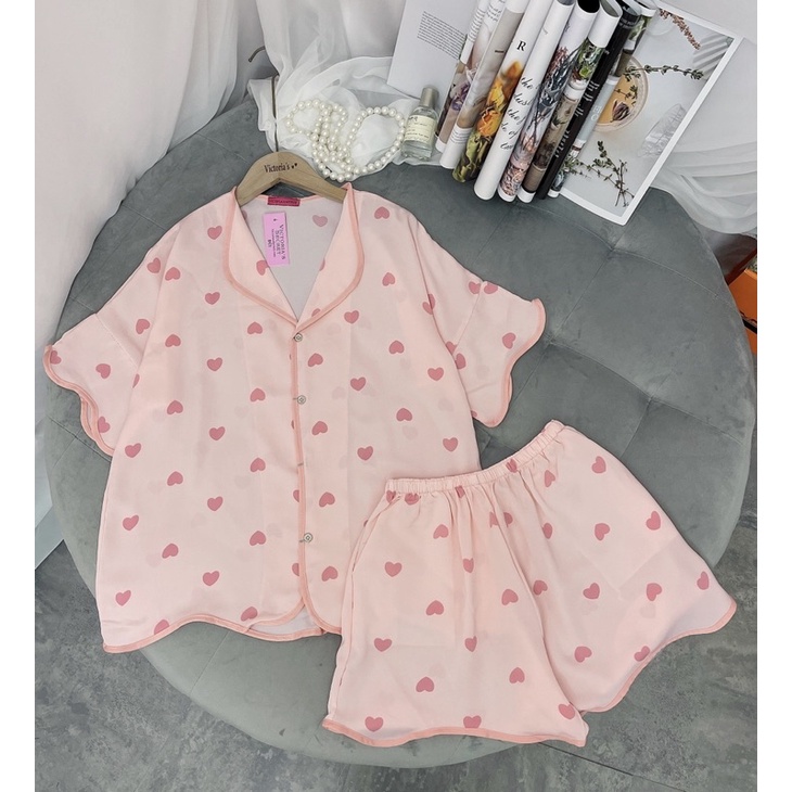 Đồ bộ nữ pijama lụa ngủ mặc nhà áo cộc quần đùi dễ thương JUSOKA