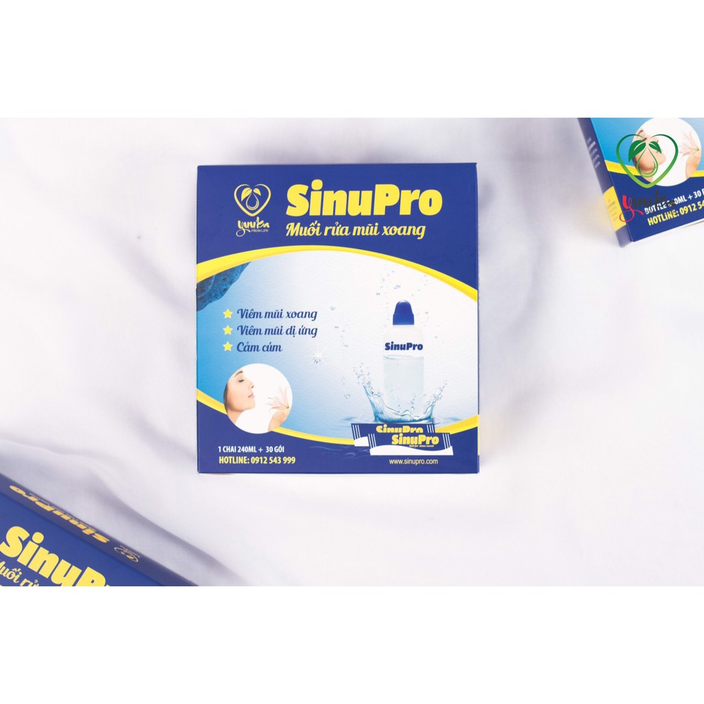 Bộ dụng cụ Muối rửa mũi xoang SinuPro (Bình rửa 240ml và 30 gói muối)