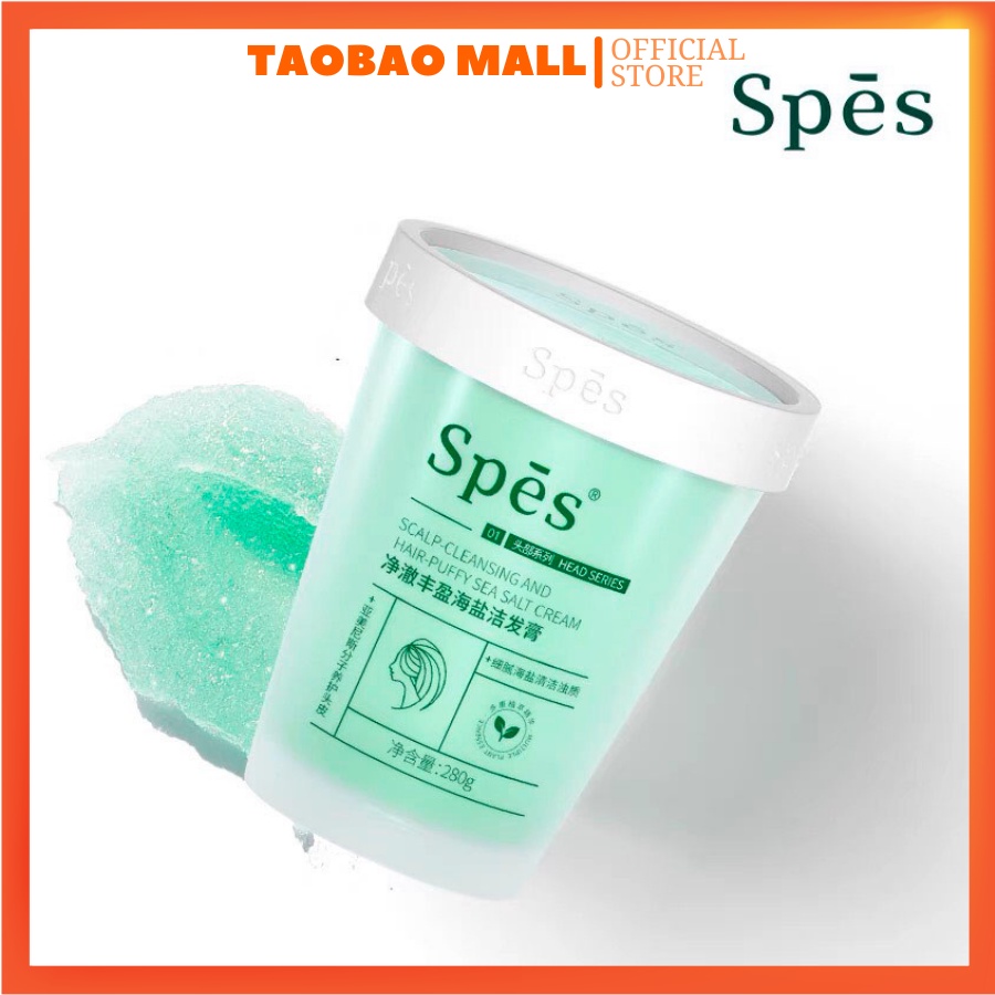 Tẩy Tế Bào Chết Tóc, Dầu Gội Muối Biển Spes  Giúp Làm Sạch Sâu, Kiềm Dầu và Dưỡng Ẩm Cho Tóc 280gr