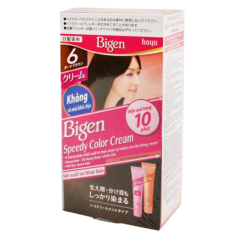 Kem nhuộm tóc Bigen Speedy Hoyu Color Cream màu 6 80g (Nâu đen) - Hachi Hachi Japan Shop