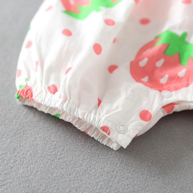 ♕ babyme ღ Baby Girl Cotton T-shirt + Sling Shorts Romper Jumpsuit Set