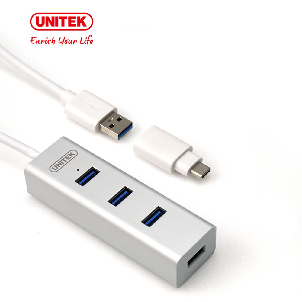 Bộ Hub Chia Type-C và USB 3.0 thành 4 cổng USB 3.0 Unitek Y-3082B