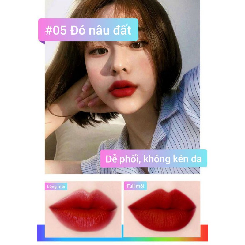 Set Son Kem Nhung Lì ⚡FREESHIP⚡ 5 màu 💄 Hãng NUDE Siêu Hot Nội Địa Siêu Mịn Mượt Và Không Khô Môi | BigBuy360 - bigbuy360.vn