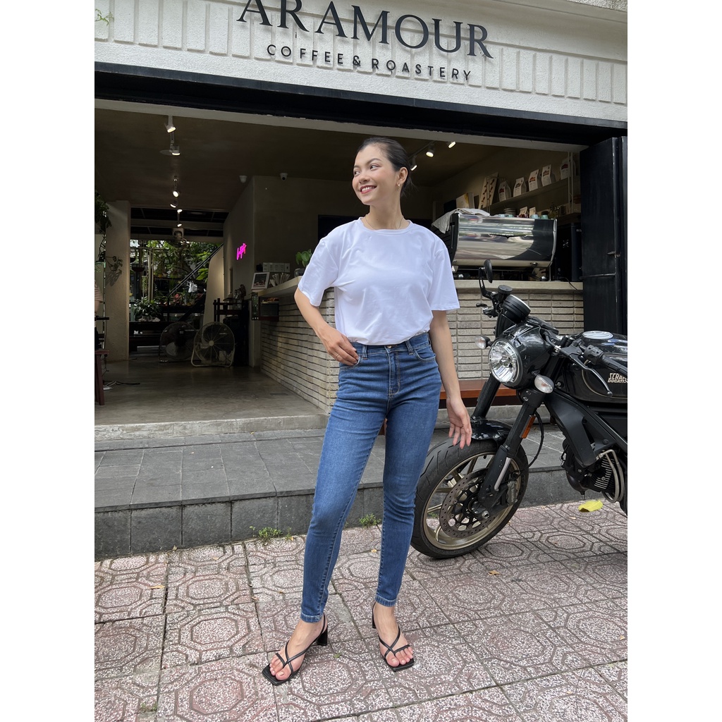 Quần Skinny Jeans Lưng Cao Ôm Dáng Nữ - Skinny Cobalt Blue - Hashtagem ( Mã SJ-03D)