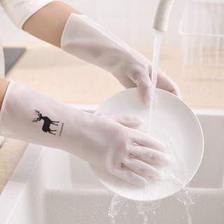 Găng Tay Rửa Bát Siêu Dai, Dáng Dài Tiện Dụng, in Hình Con Hươu