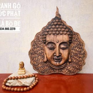 TRANH GỖ MẶT PHẬT LÁ BỒ ĐỀ
