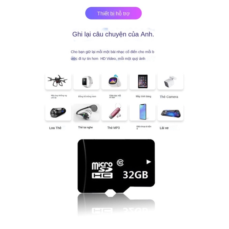 Thẻ nhớ MicroSD Class 10 Tốc độ cao  32GB, chất lượng, giá siêu tốt, bảo hành 3 tháng
