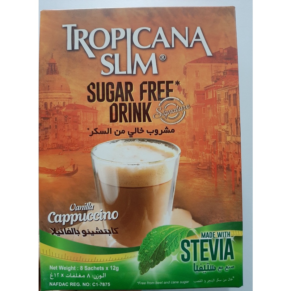 Cafe Ăn Kiêng vị Cappuccino Không Đường Chiết Xuất Từ Lá Cỏ Ngọt Tropicana Slim - Nhập Khẩu Indonesia