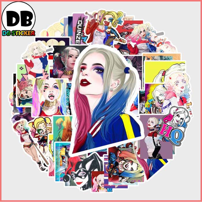 [Set 52 Cái] Sticker hình Harley Quinn siêu ngầu dán trang trí laptop, nón bảo hiểm, vali, xe tay ga, ván trượt - DB.022