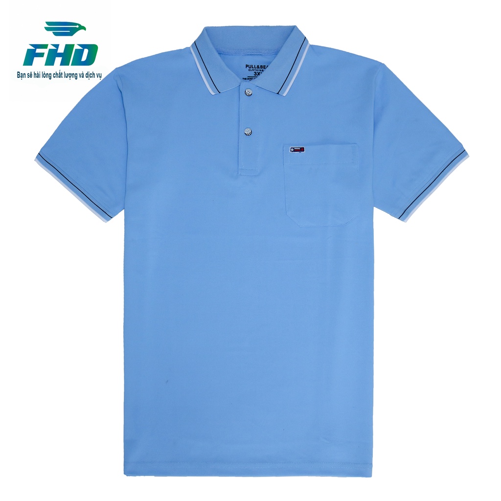Áo thun polo nam trung niên ngắn tay có cổ có túi sọc cổ có form to có size dành cho người 90kg FHDA015_5
