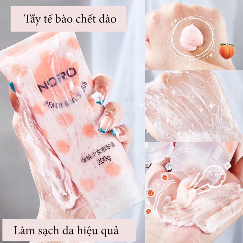 Kem tẩy da chết body đào Noro 200g dạng tuýp nội địa trung Peach Clear Body Scrub NTTBC3