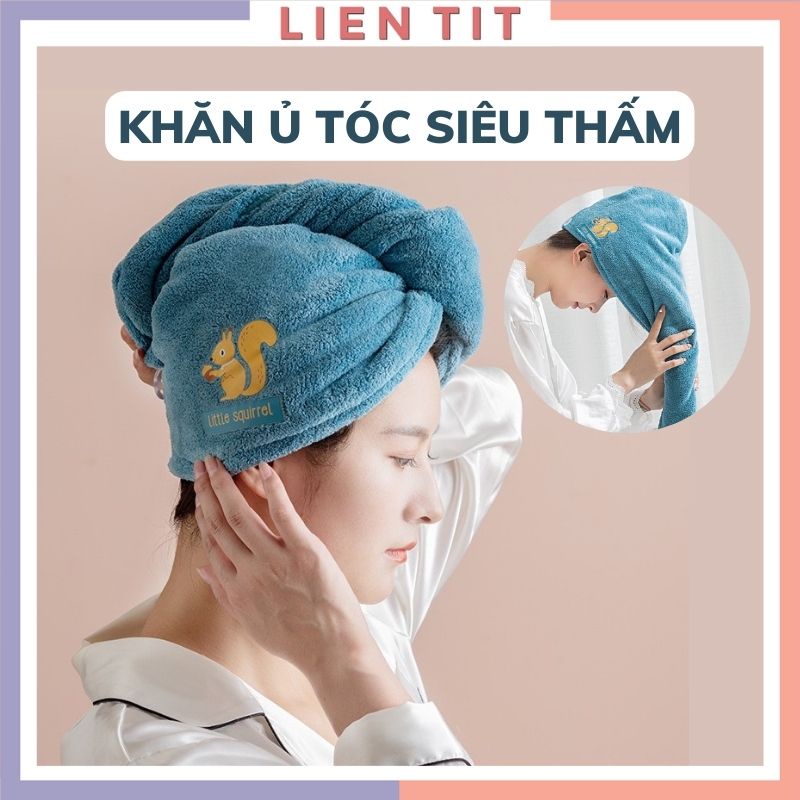 Khăn ủ tóc siêu thấm, khăn quấn tóc lau khô cotton siêu mềm thấm hút nhanh