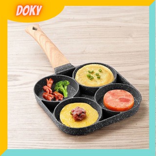 CHẢO CHỐNG DÍNH 🍳 CHẢO CHIÊN 4 NGĂN TAY CẦM GỖ - C4N