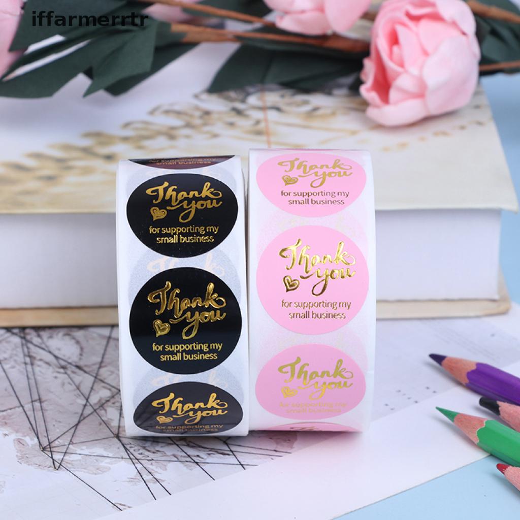 {iffarmerrtr} 500pcs Thank you sticker wedding decor seal hot stamping pink black round label hye