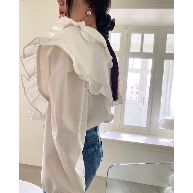 Áo sơ mi cổ bèo tay dài koreastyle