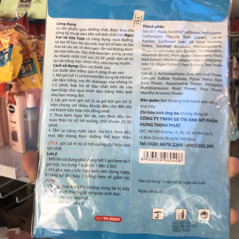 kem &amp; Bột Tắm Trắng OVA 180g