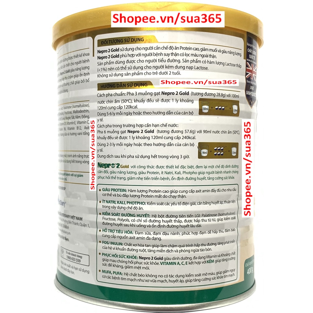 Sữa Nepro2 Gold_400gr (Date mới nhất)