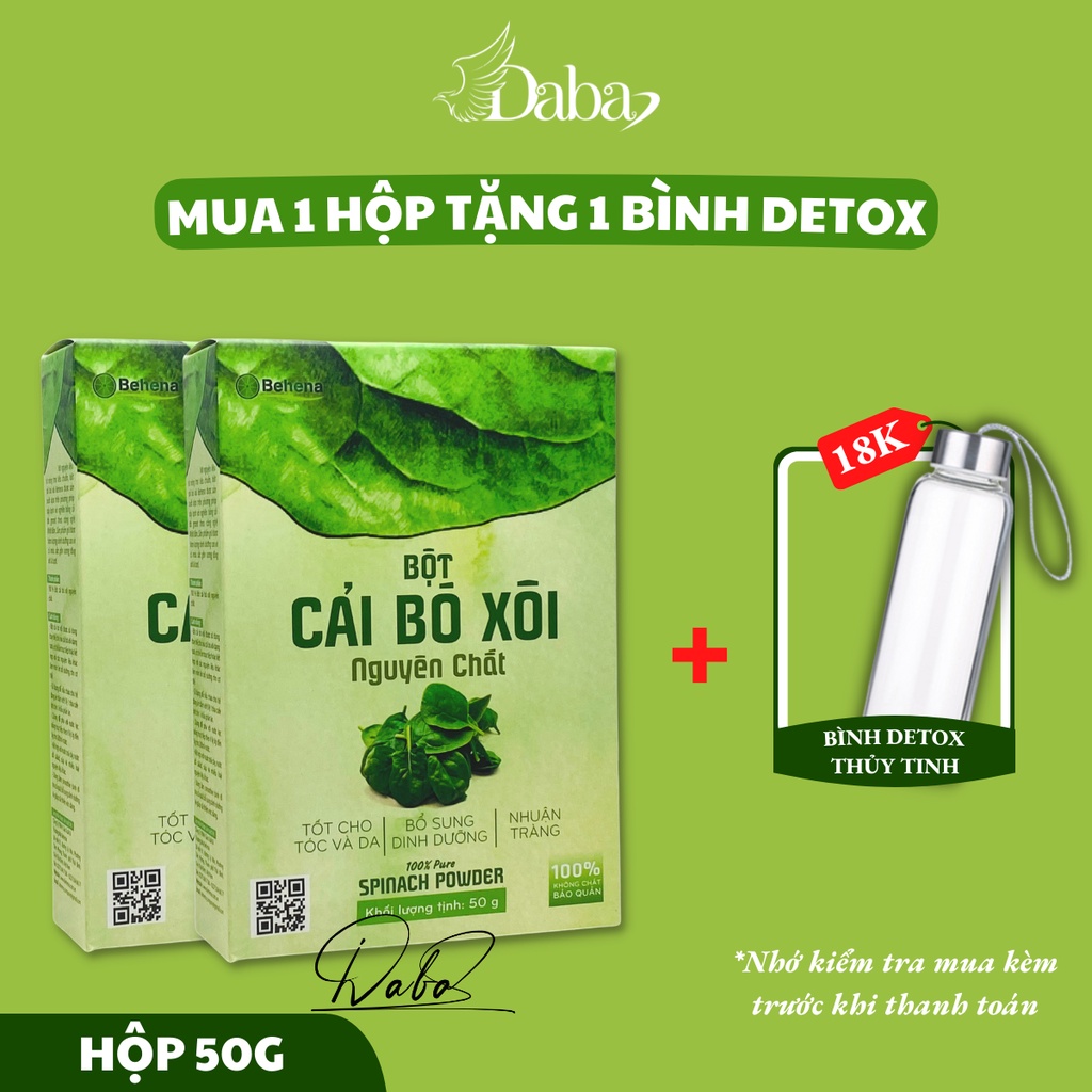 Bột cải bó xôi nguyên chất Behena Hộp 50g - Giàu Vitamin giúp xương chắc khỏe, tốt cho be ăn dặm từ 6 tháng tuổi