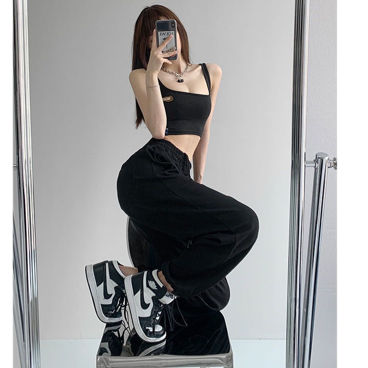 Quần dài thể thao ống rộng lưng rút dây thời trang mùa hè cho nữ