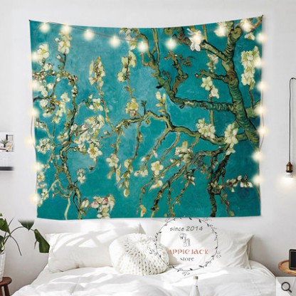 [ĐẸP - SẴN] Vải treo tường Decor phòng hot nhất - tranh phong cảnh Van Gogh (TẶNG kèm 01 bộ móc treo 10k)