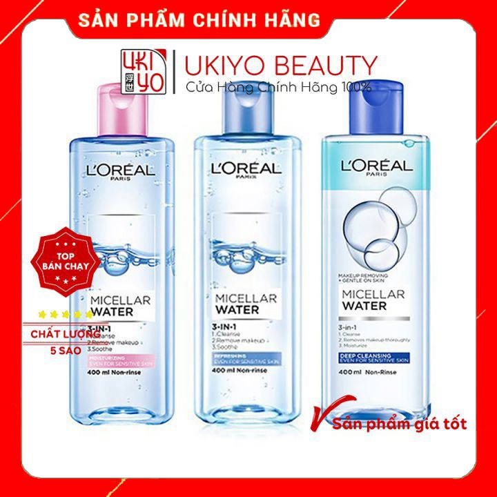 ( giá sỉ ) Nước tẩy trang Loreal - L'Oreal Paris 3-in-1 Micellar Water 400ML ( Rẻ vô địch )