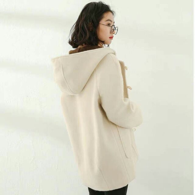 Áo dạ khuy sừng pha mũ