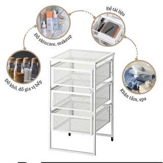 Kệ đựng đồ ikea chính hãng , kệ đựng đồ đa năng 3 tầng có bánh xe chắc chắn, kệ đựng mỹ phẩm