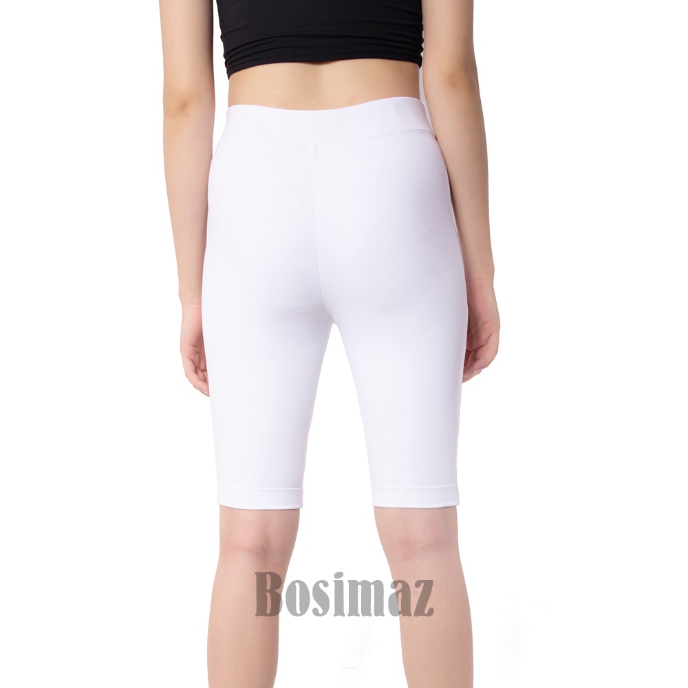 Quần Legging Nữ Bosimaz MS353 ngắn không túi màu trắng cao cấp, thun co giãn 4 chiều, vải đẹp dày, thoáng mát.